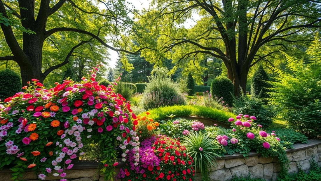 Gartengestaltung mit verschiedenen Pflanzen