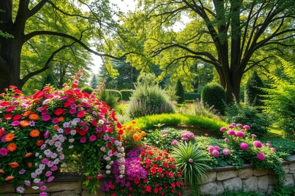 Gartengestaltung mit verschiedenen Pflanzen