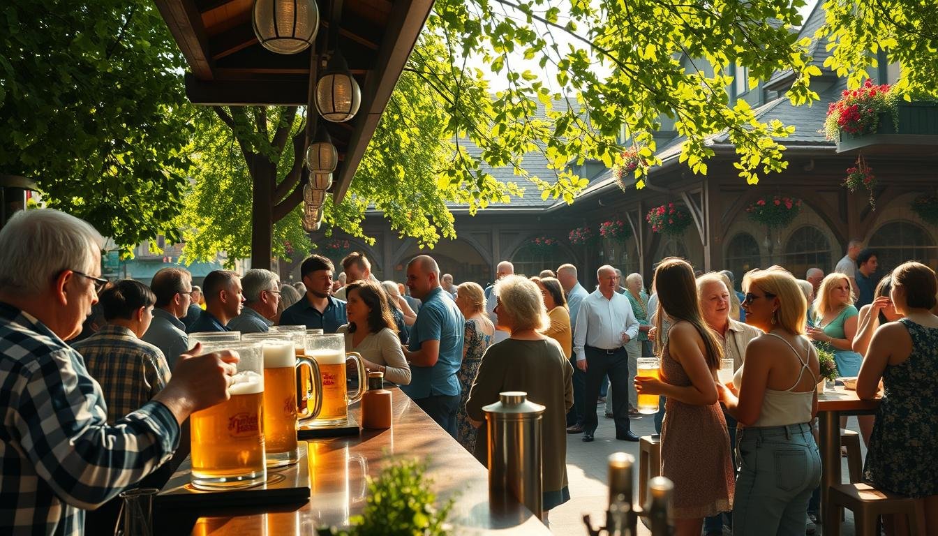 Selbstbedienung an der Schänke im Biergarten