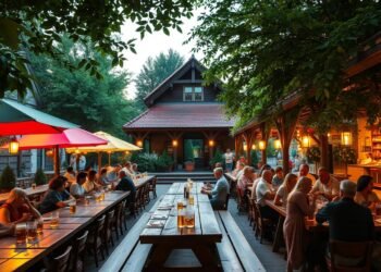 Traditioneller Biergarten mit bayerischer Gemütlichkeit