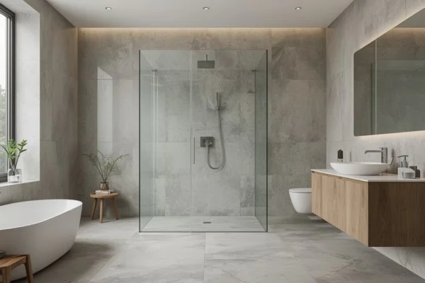 Badezimmer-Trends: Bodengleiche Duschen und große Fliesen