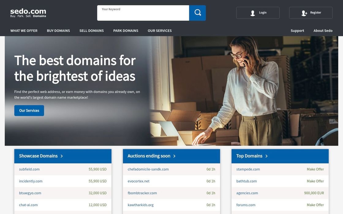 Screenshot of Sedo.com