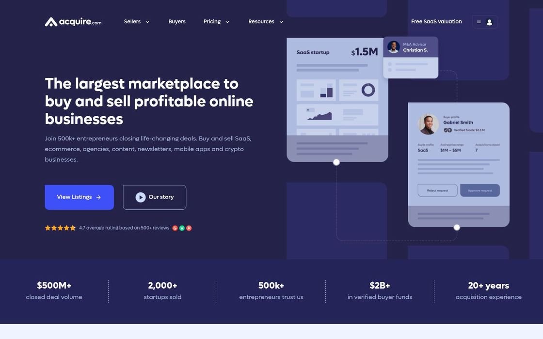 Screenshot of Acquire.com