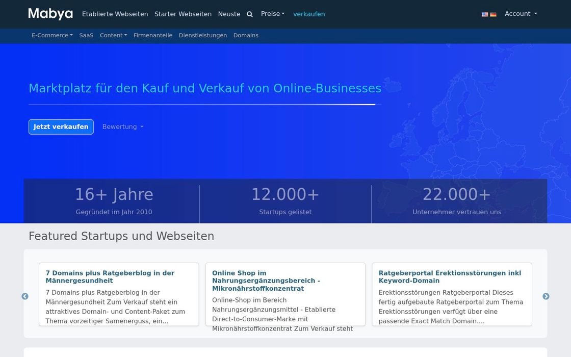 Screenshot of Mabya.de
